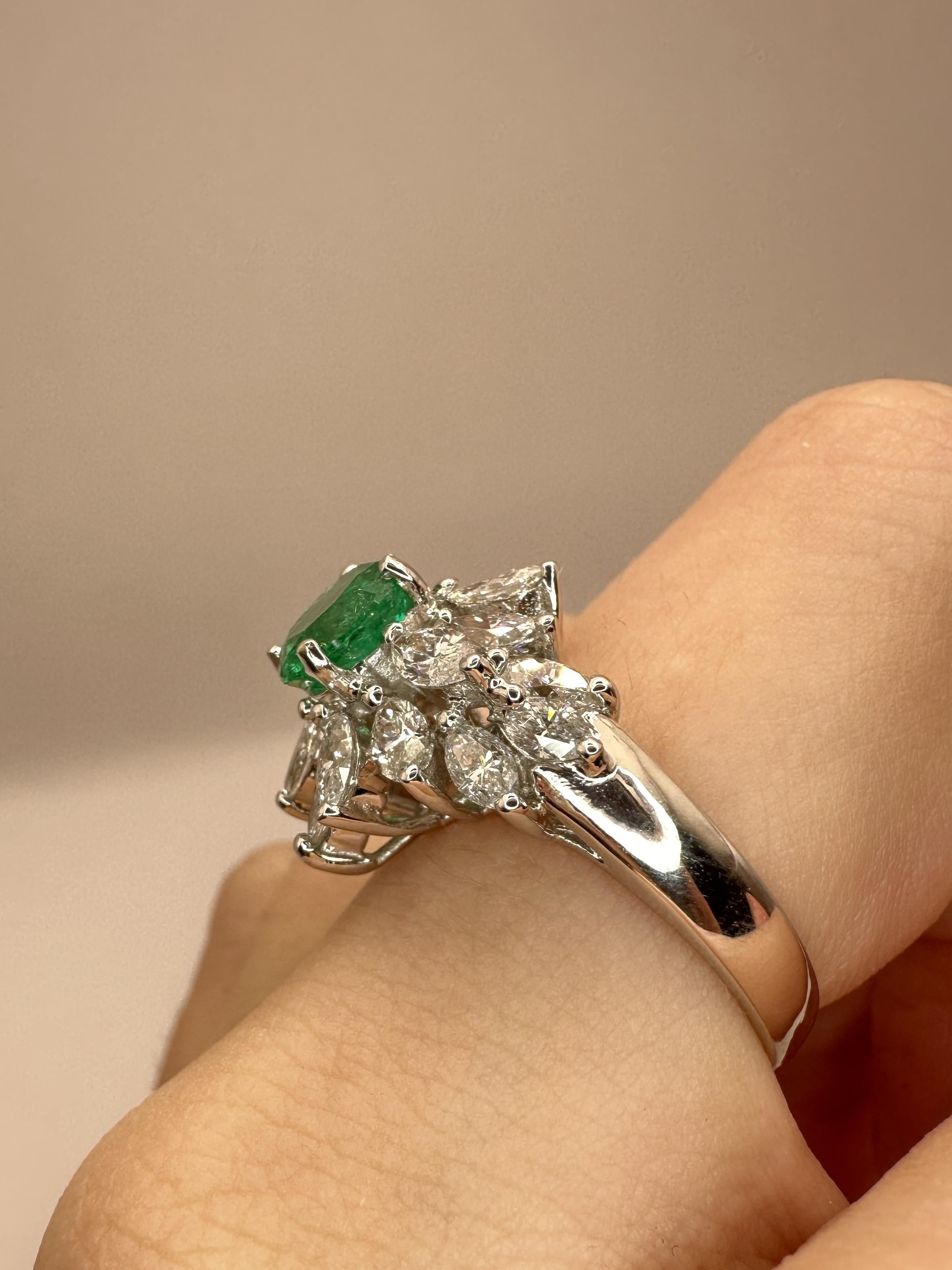 18k Diamond and Emerald Ring 2