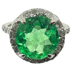 18k Diamond and Emerald Ring