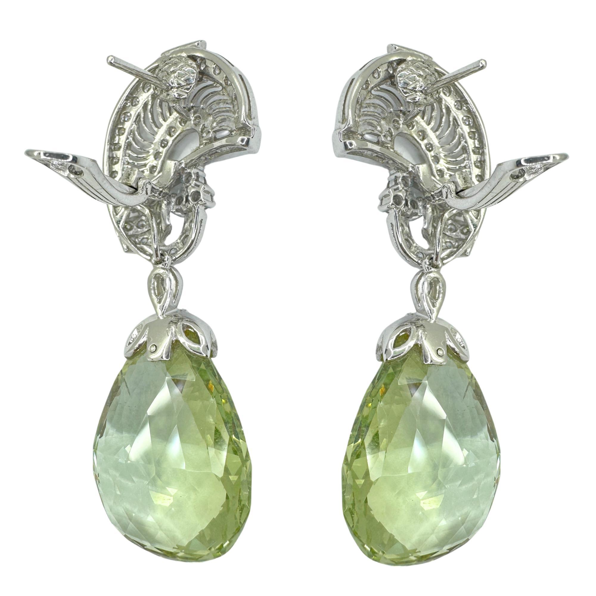 Boucles d'oreilles jour et nuit en diamant et vert d'eau et de béryl 18k en vente 1