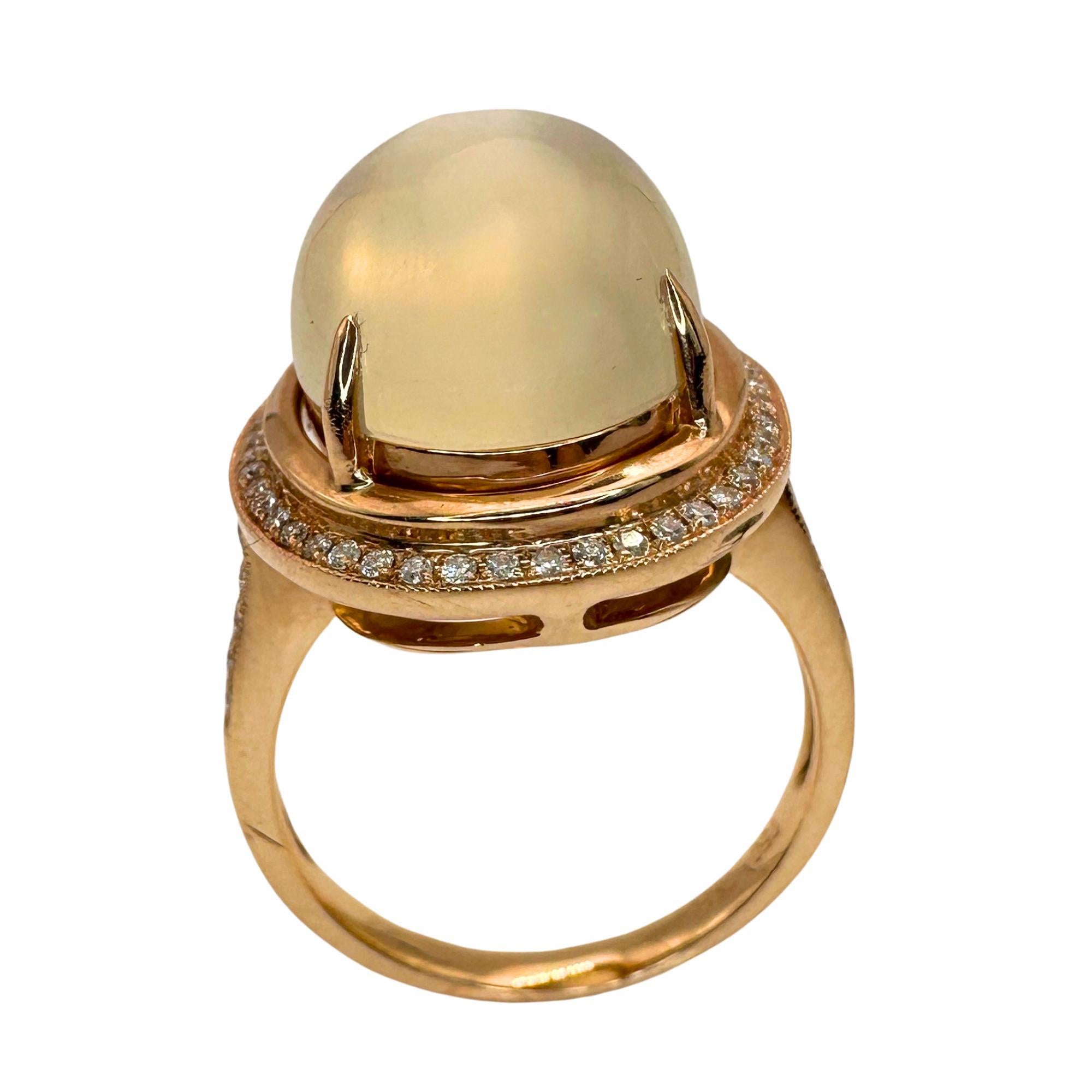 Modern 18k Diamond and Moonstone Ring For Sale