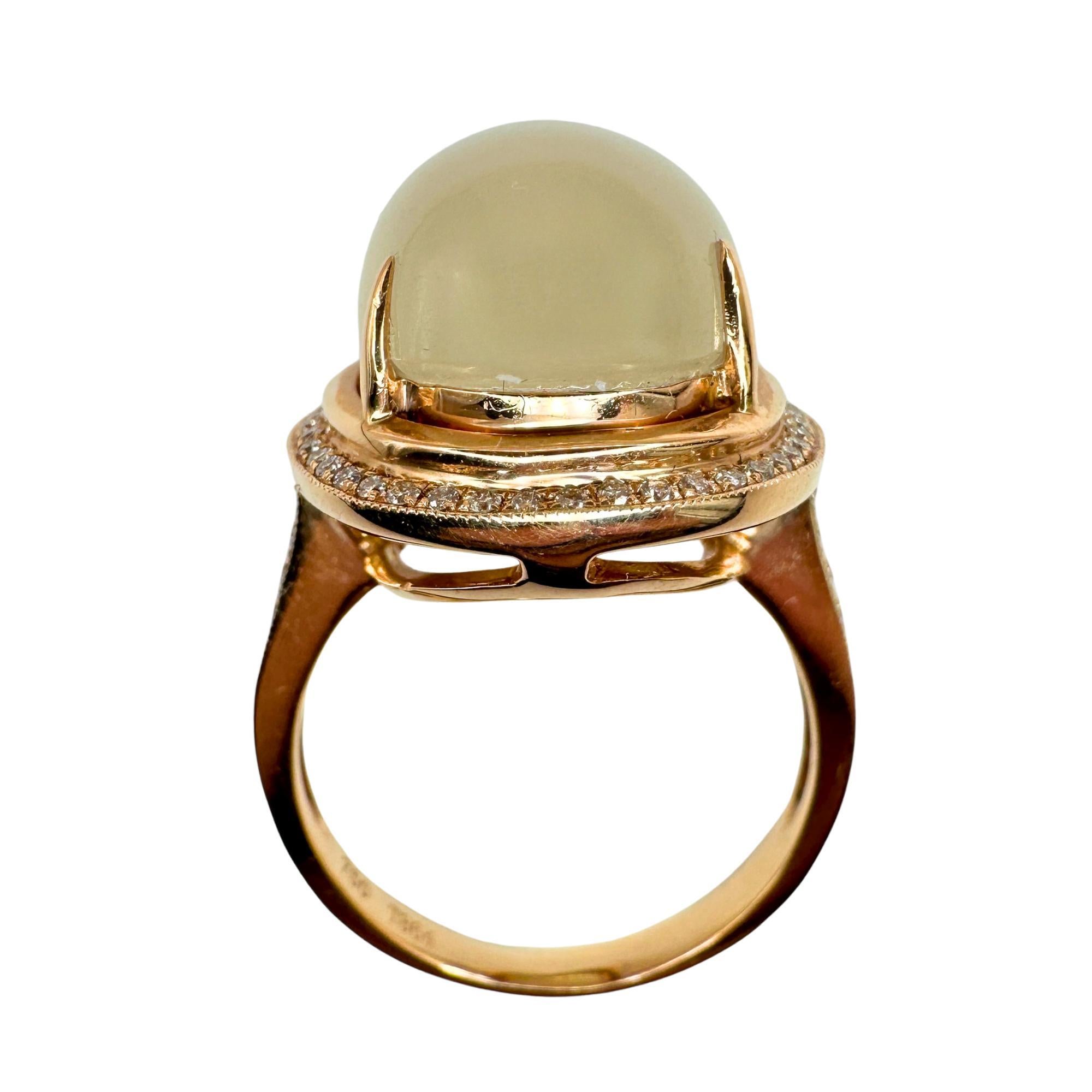 Women's 18k Diamond and Moonstone Ring For Sale