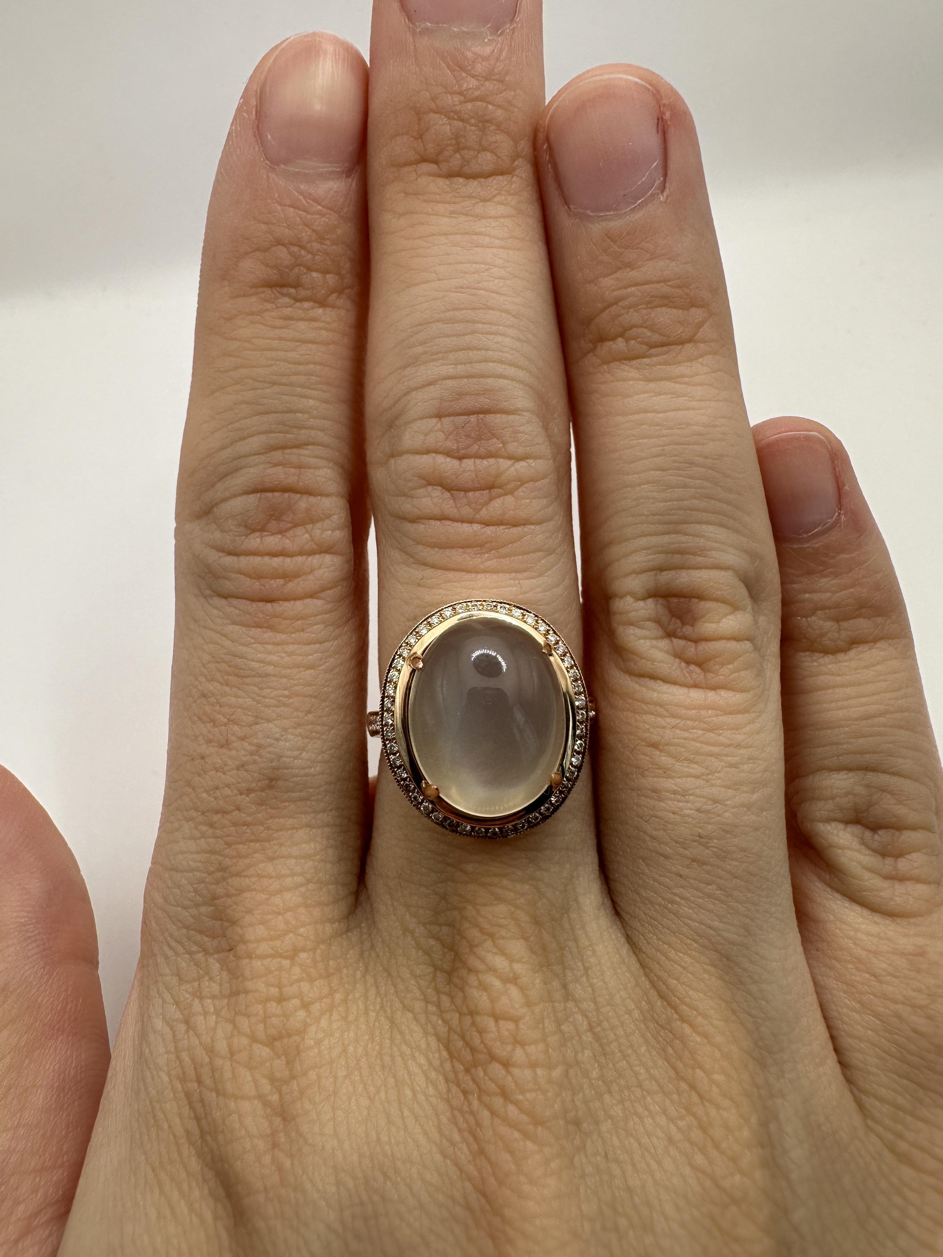 18k Diamond and Moonstone Ring For Sale 1