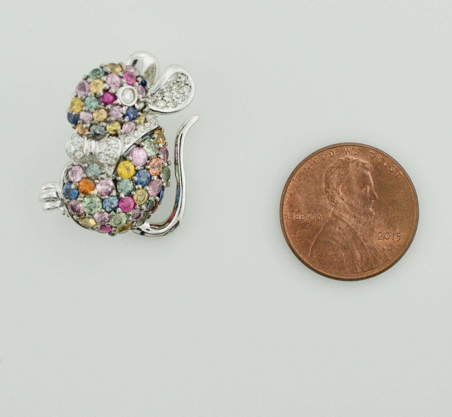 Good News!  Theres a Mouse in The House!
18k Diamond and Multi Colored Sapphire 