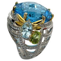 18k Diamond and Multi Colored Stone Cocktail Ring