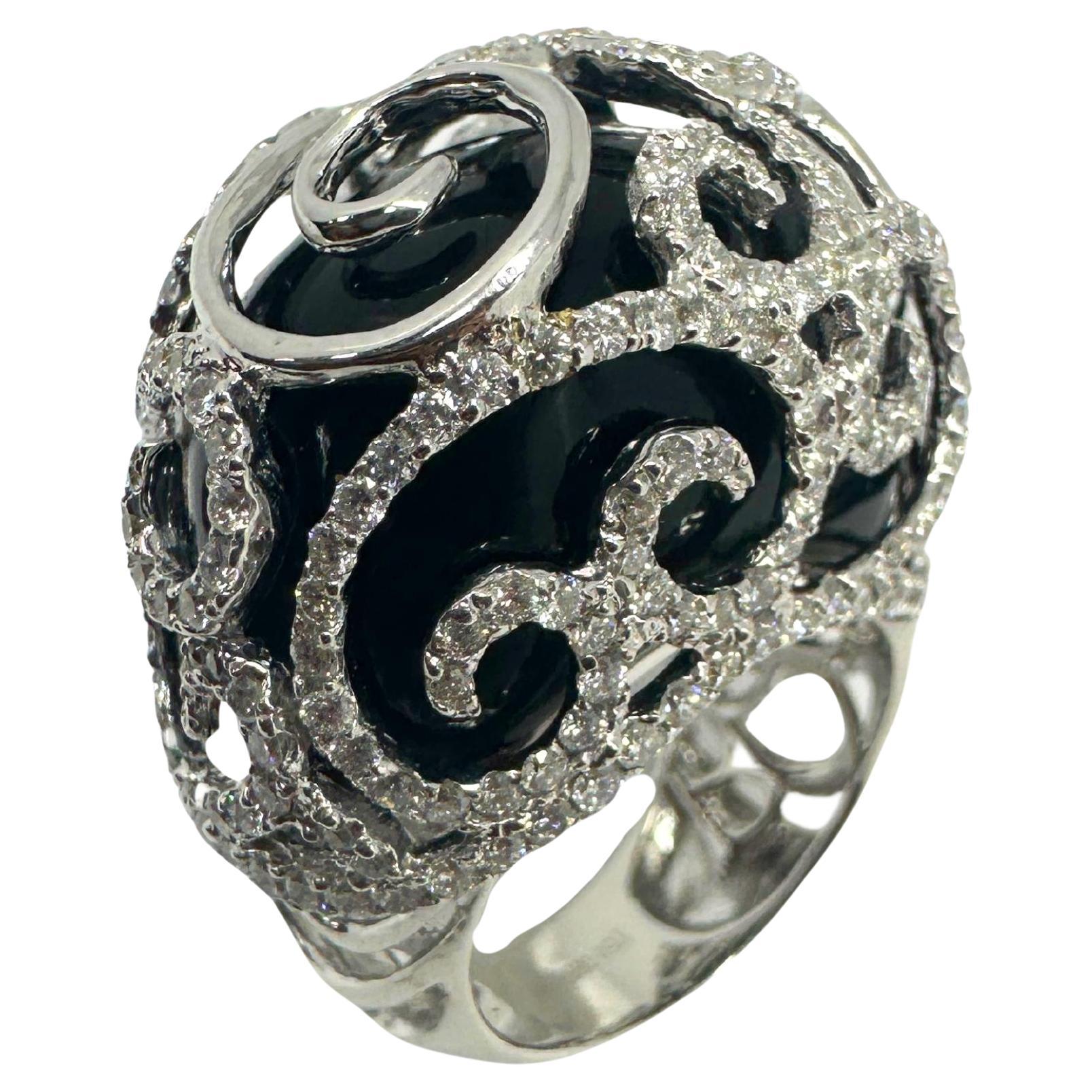 Bague cocktail 18 carats et onyx