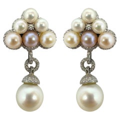 Pendientes de Diamantes y Perlas 18K