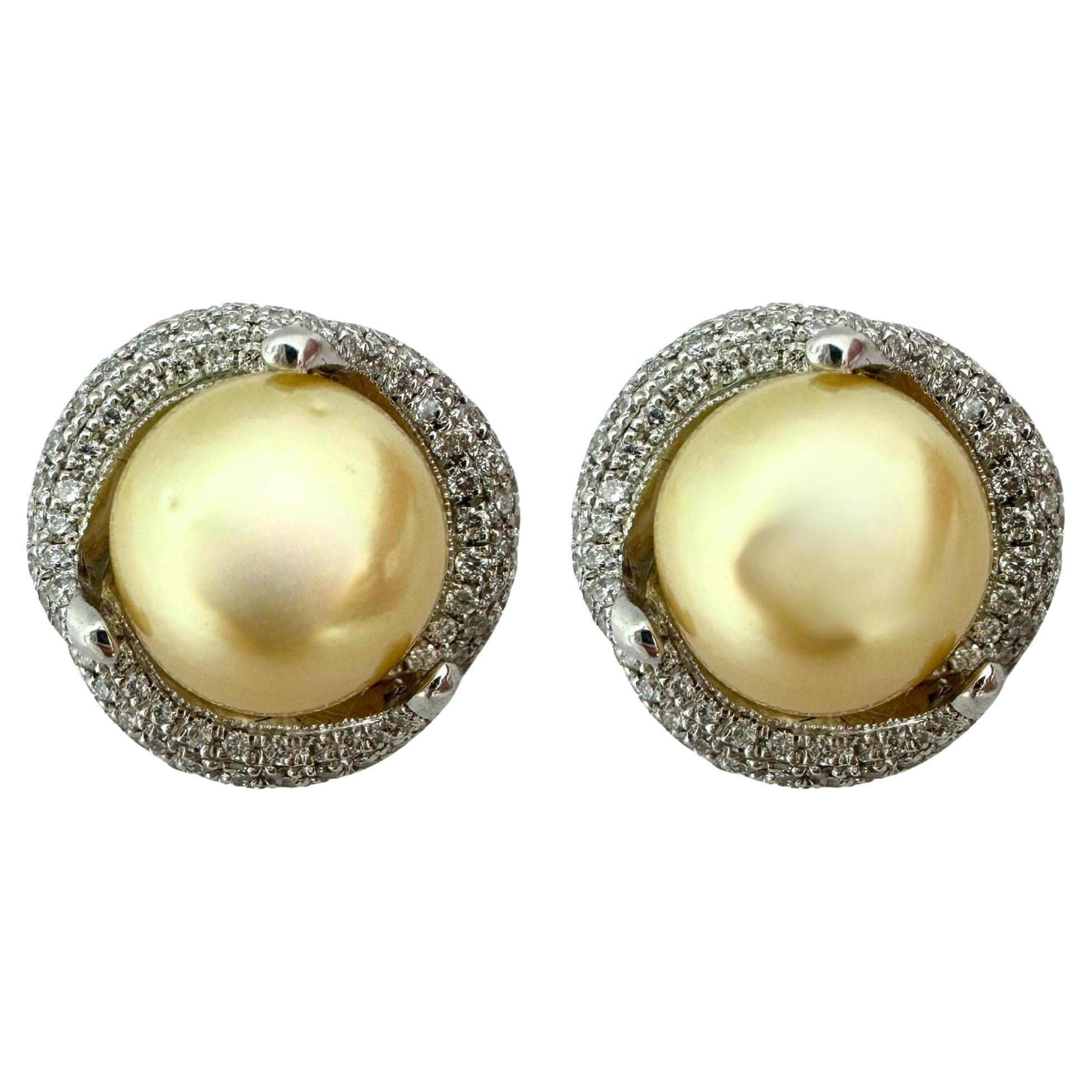 18k Diamond and Pearl Earrings