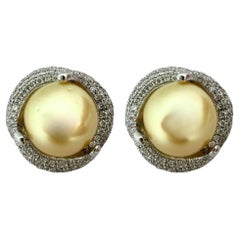 Boucles d'oreilles en diamant et perles 18k