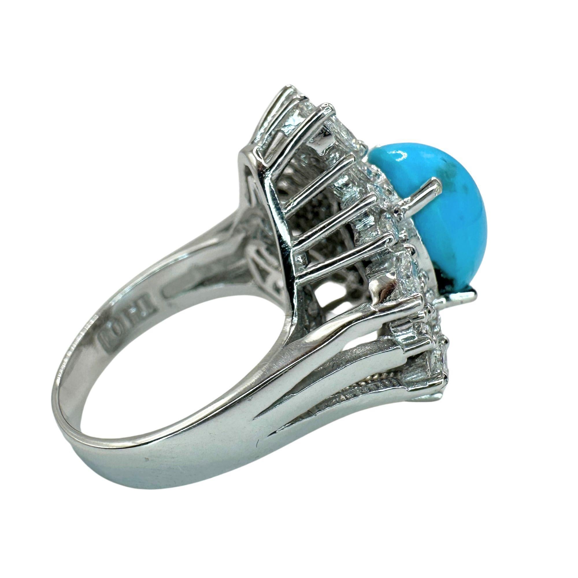 Women's 18k Diamond and Persian Turquoise Ring For Sale