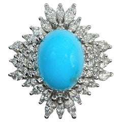 Bague en diamant 18 carats et turquoise perse