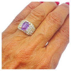 Anello con diamanti e zaffiri rosa 18k 4,97 CTW Qualità VS