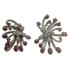 18k Diamond and Pink Sapphire Earrings