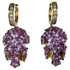 18K Diamond and Pink Sapphire Earrings