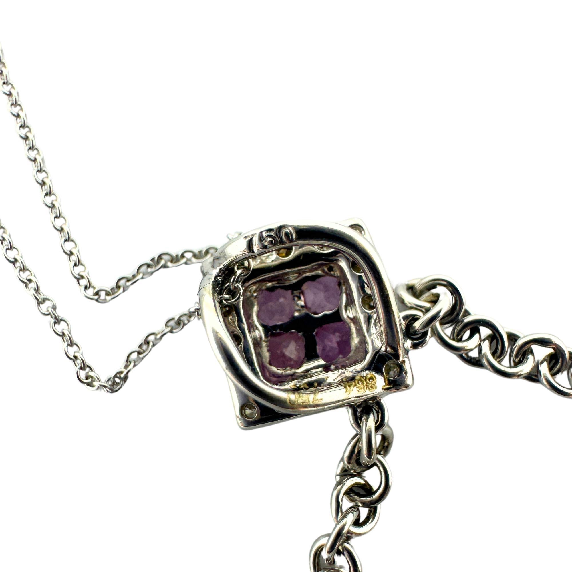 18k Diamond and Pink Sapphire Necklace For Sale 3