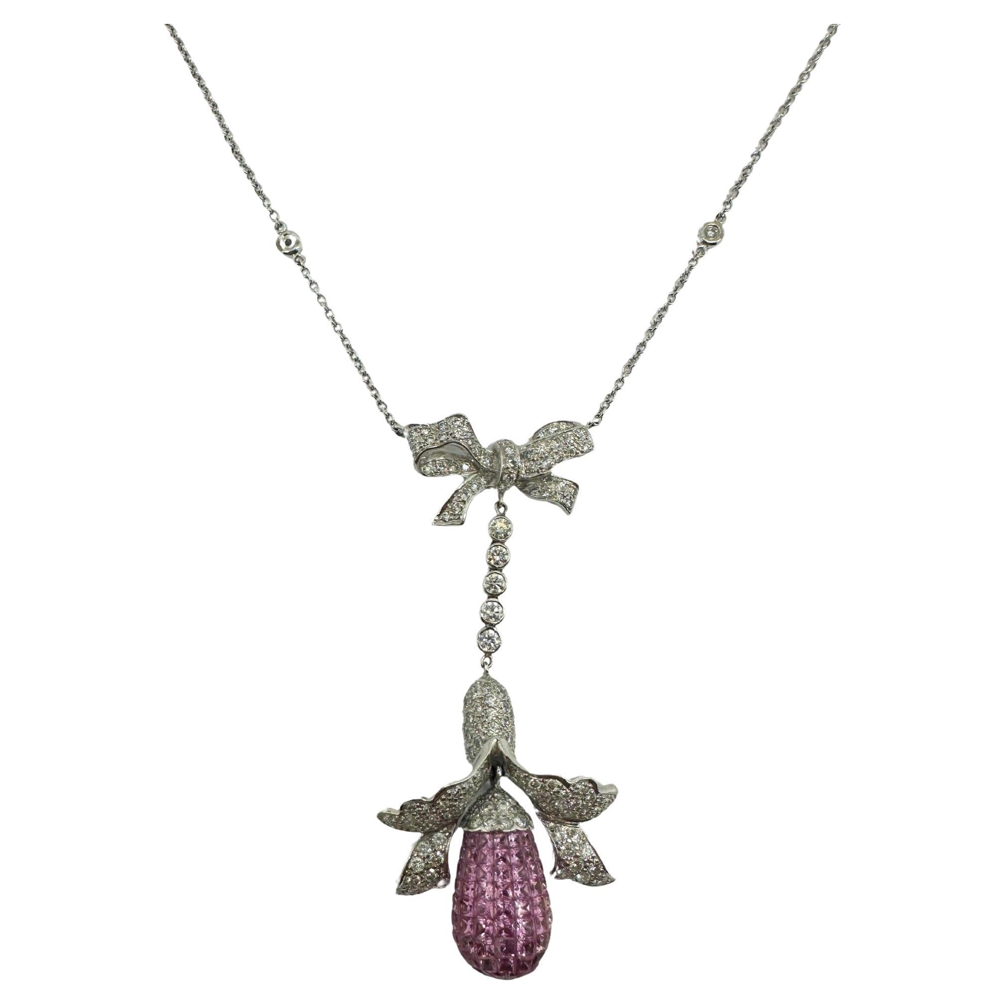 18k Diamond and Pink Sapphire Necklace