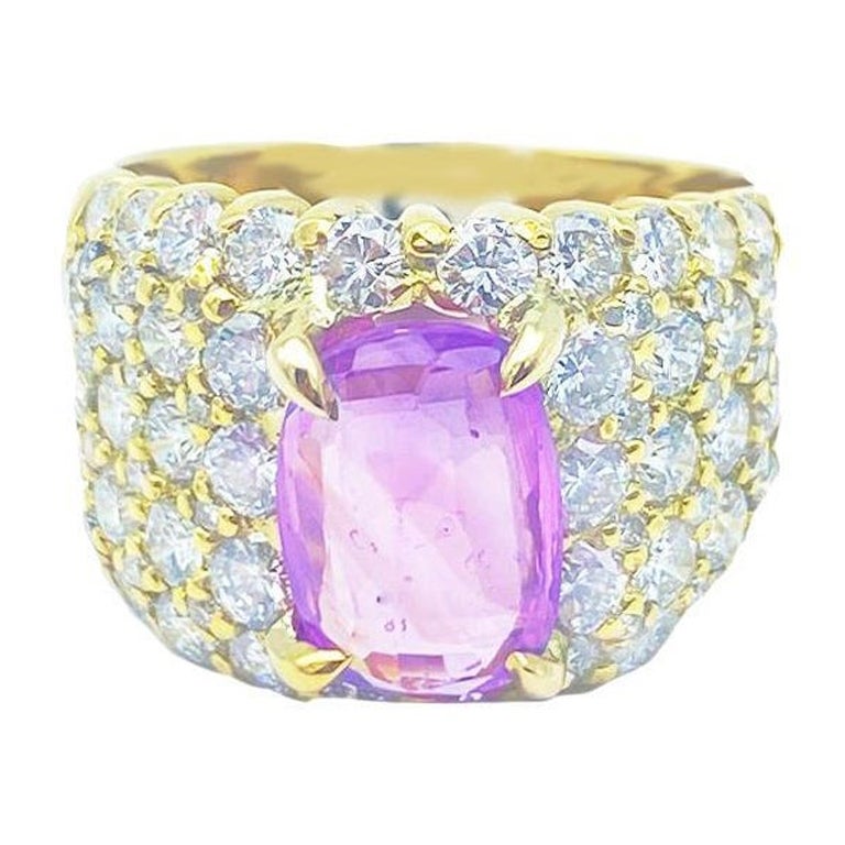Anello con diamanti e zaffiri rosa 18k 4,97 CTW Qualità VS