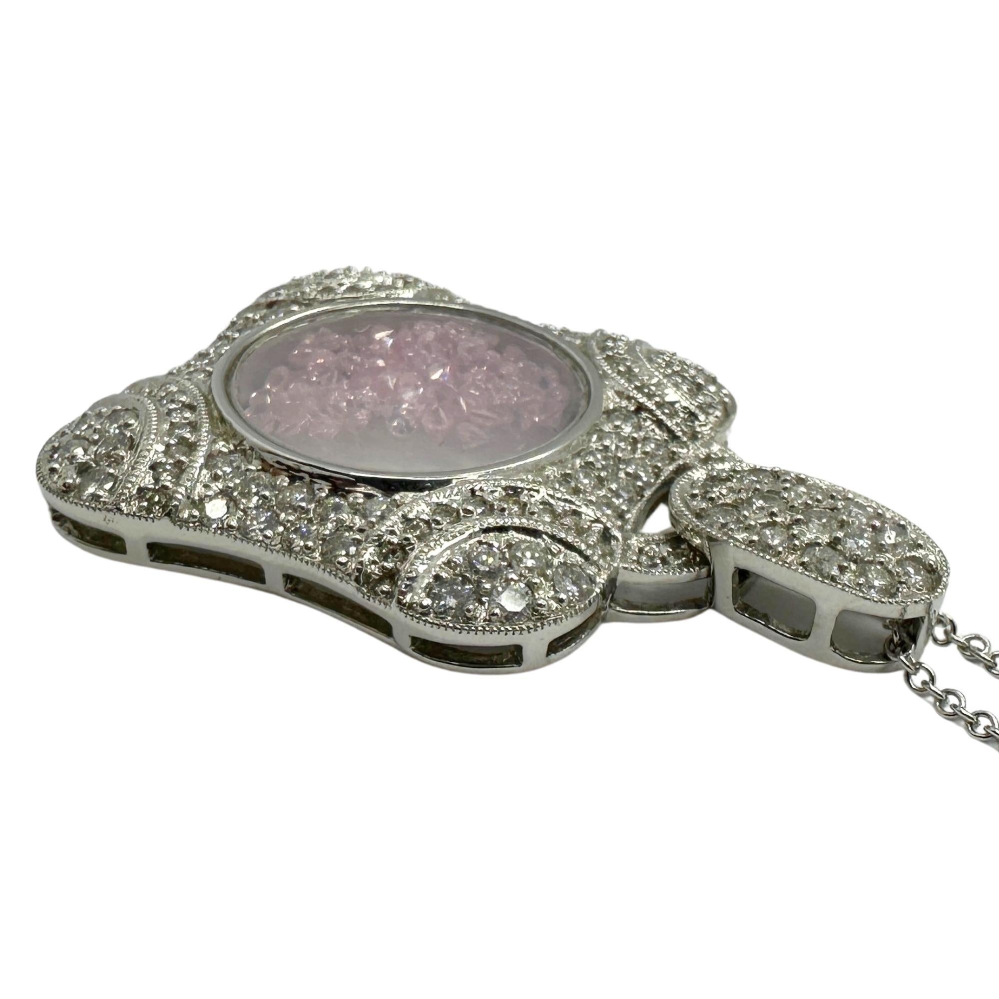 Collana con ciondolo Shakers con diamanti e zaffiri rosa 18 carati in vendita 1