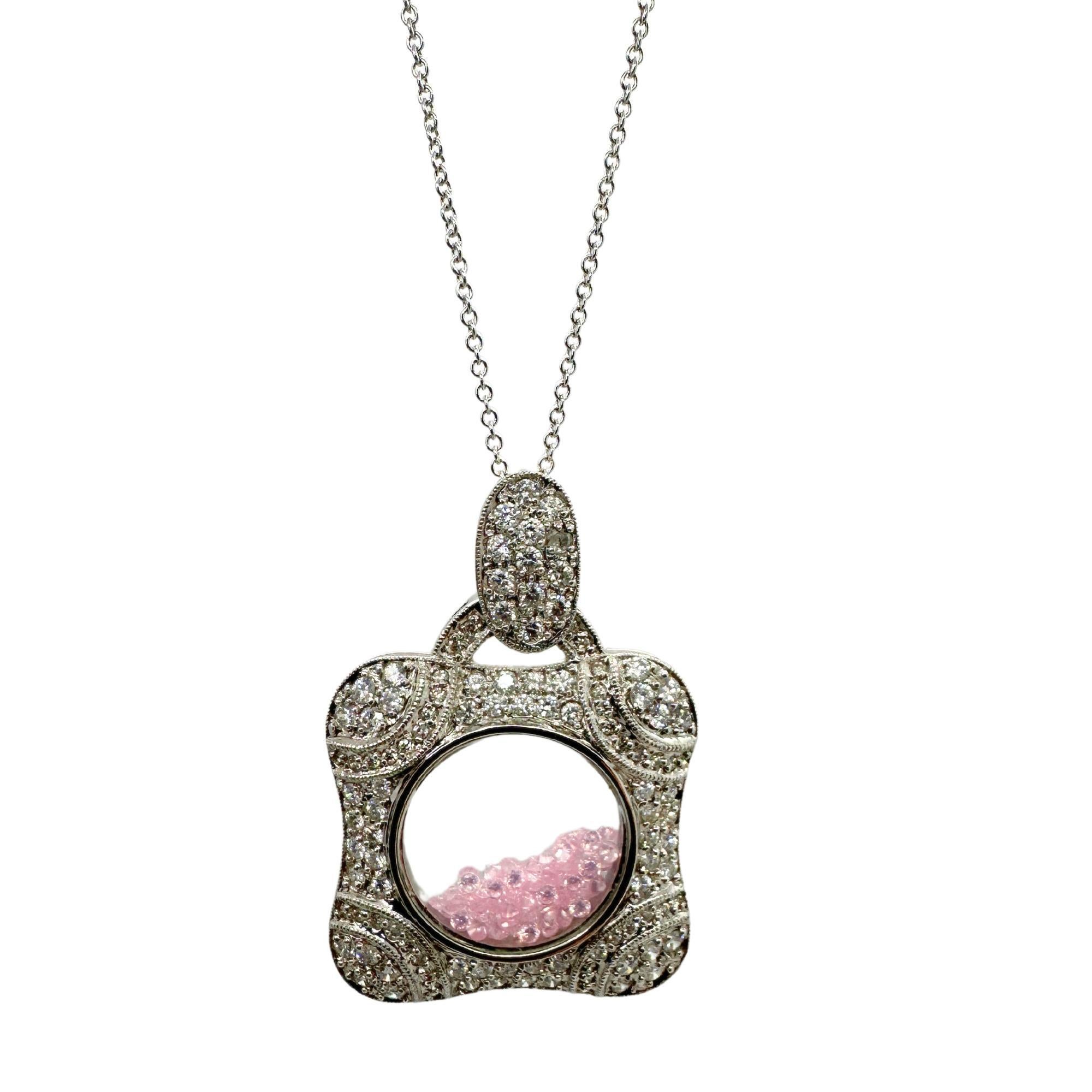 Collana con ciondolo Shakers con diamanti e zaffiri rosa 18 carati in vendita 3