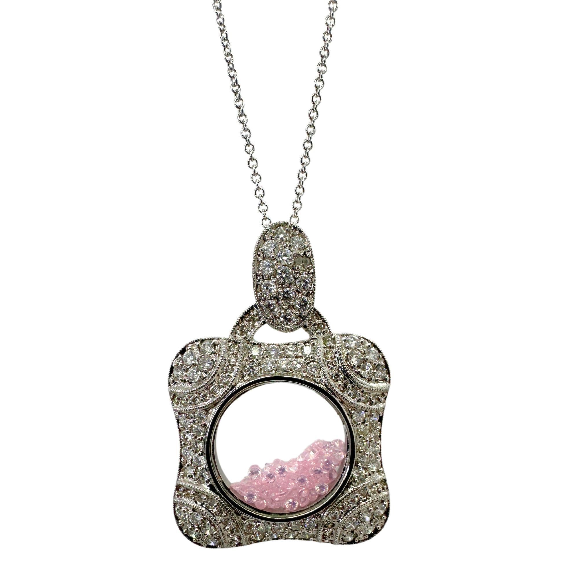 Collana con ciondolo Shakers con diamanti e zaffiri rosa 18 carati in vendita 4
