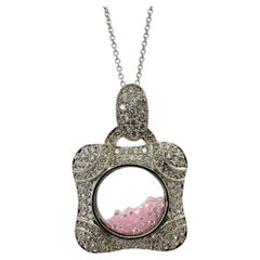 18k Diamond and Pink Sapphire Shaker Locket Pendant Necklace