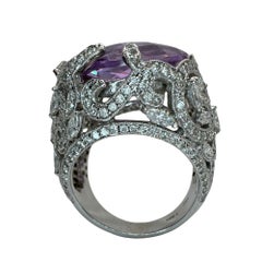 18 Karat Diamant und lila Stein Mittel-Cocktailring