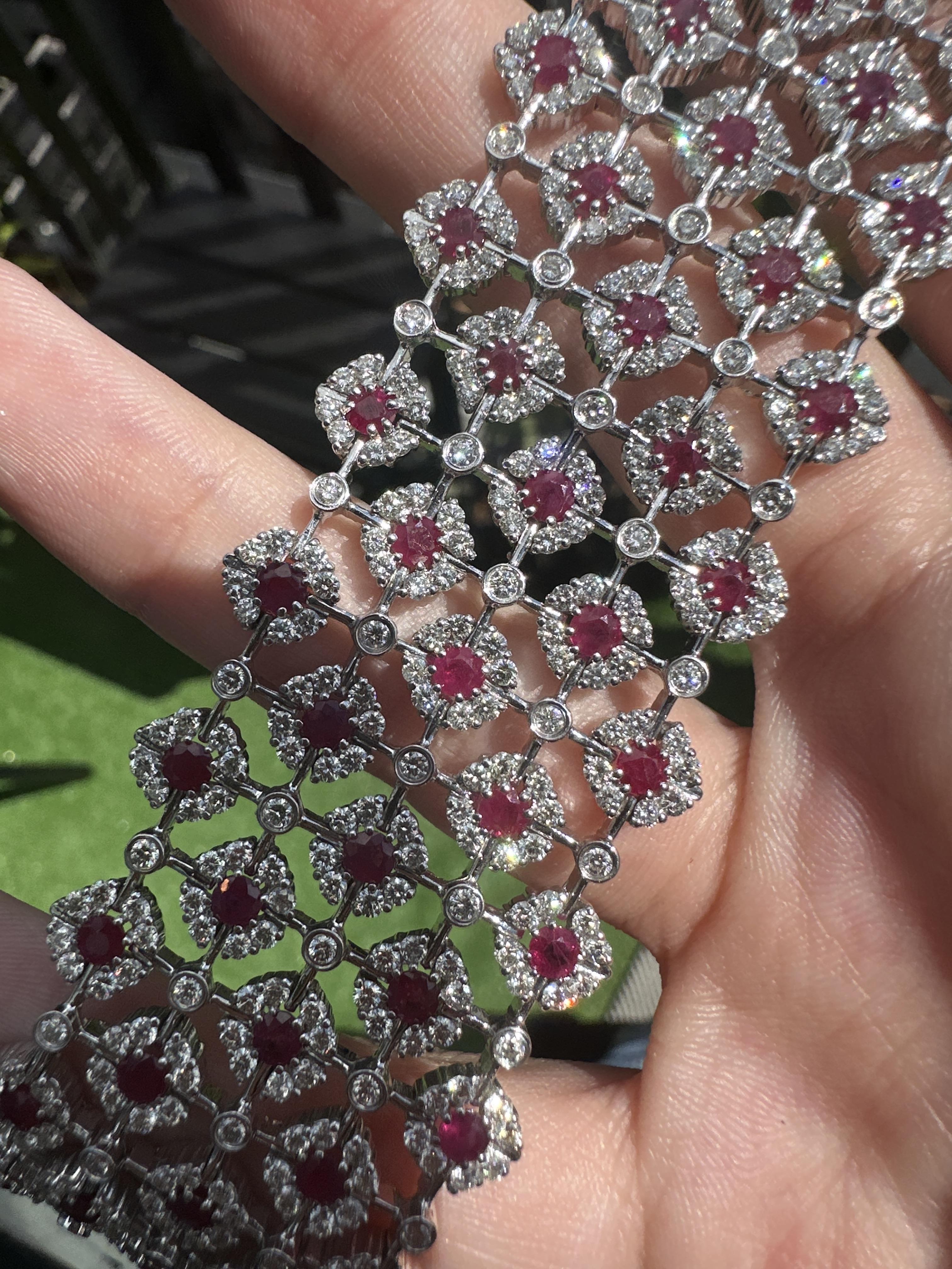 Bracelet en diamant et rubis 18K en vente 6