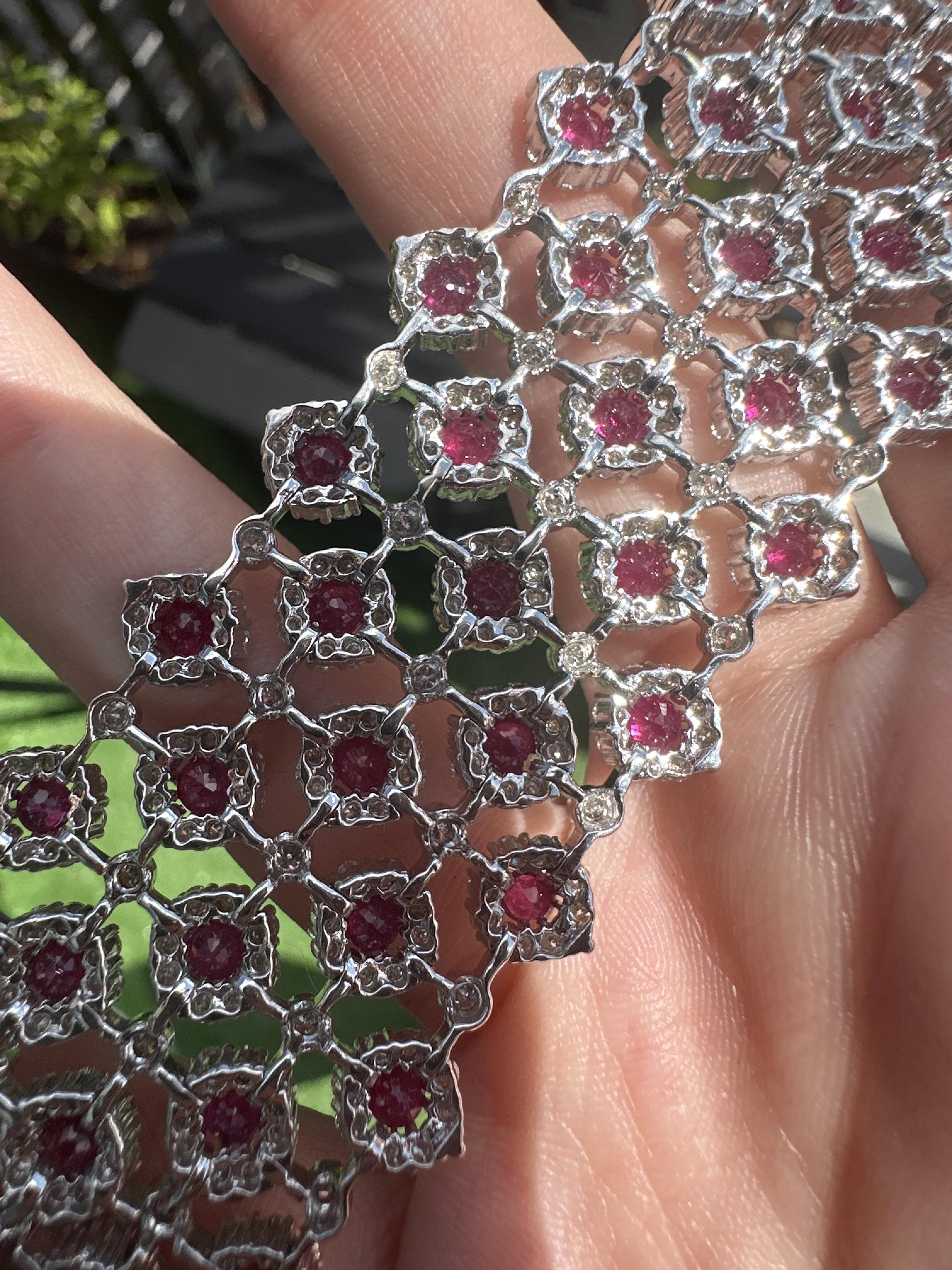 Bracelet en diamant et rubis 18K en vente 7