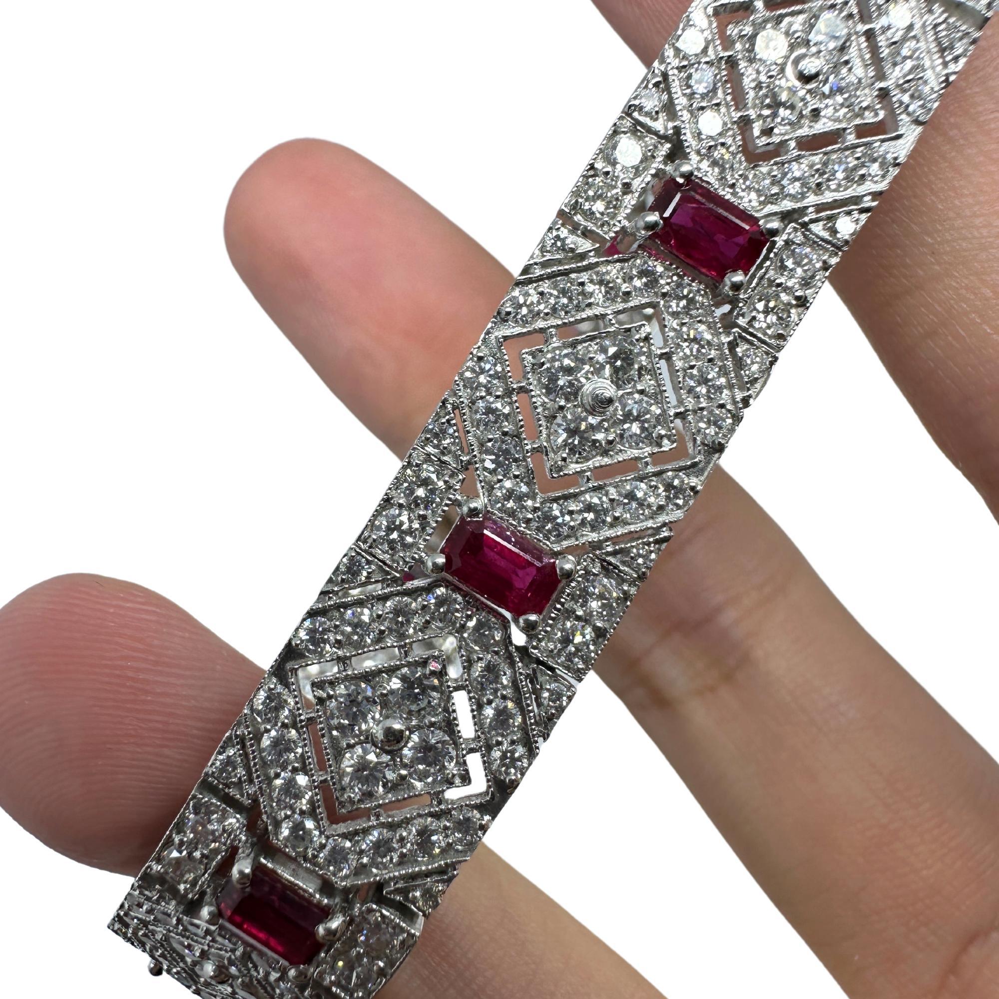 18K Diamant- und Rubinarmband (Rundschliff)