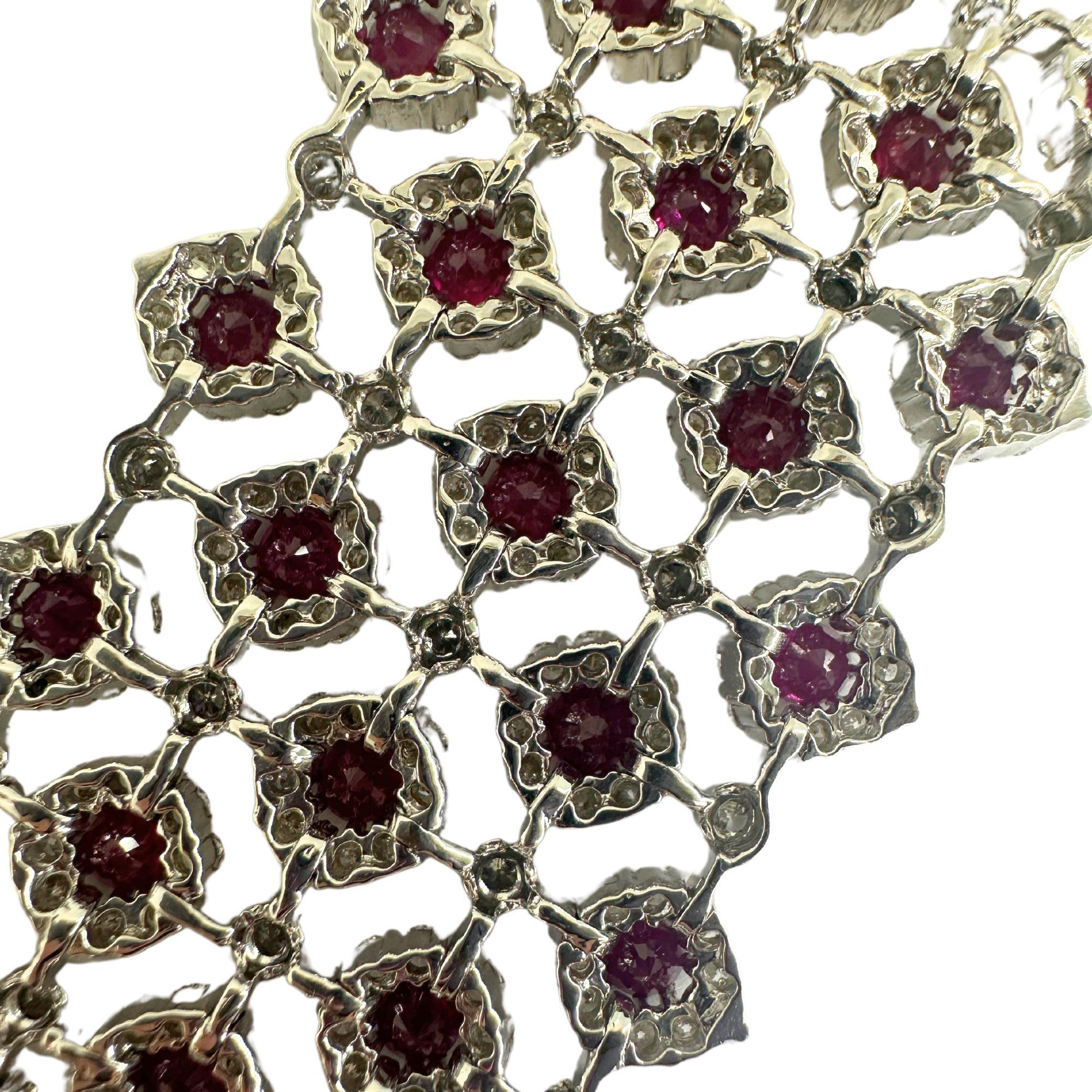 Bracelet en diamant et rubis 18K Pour femmes en vente