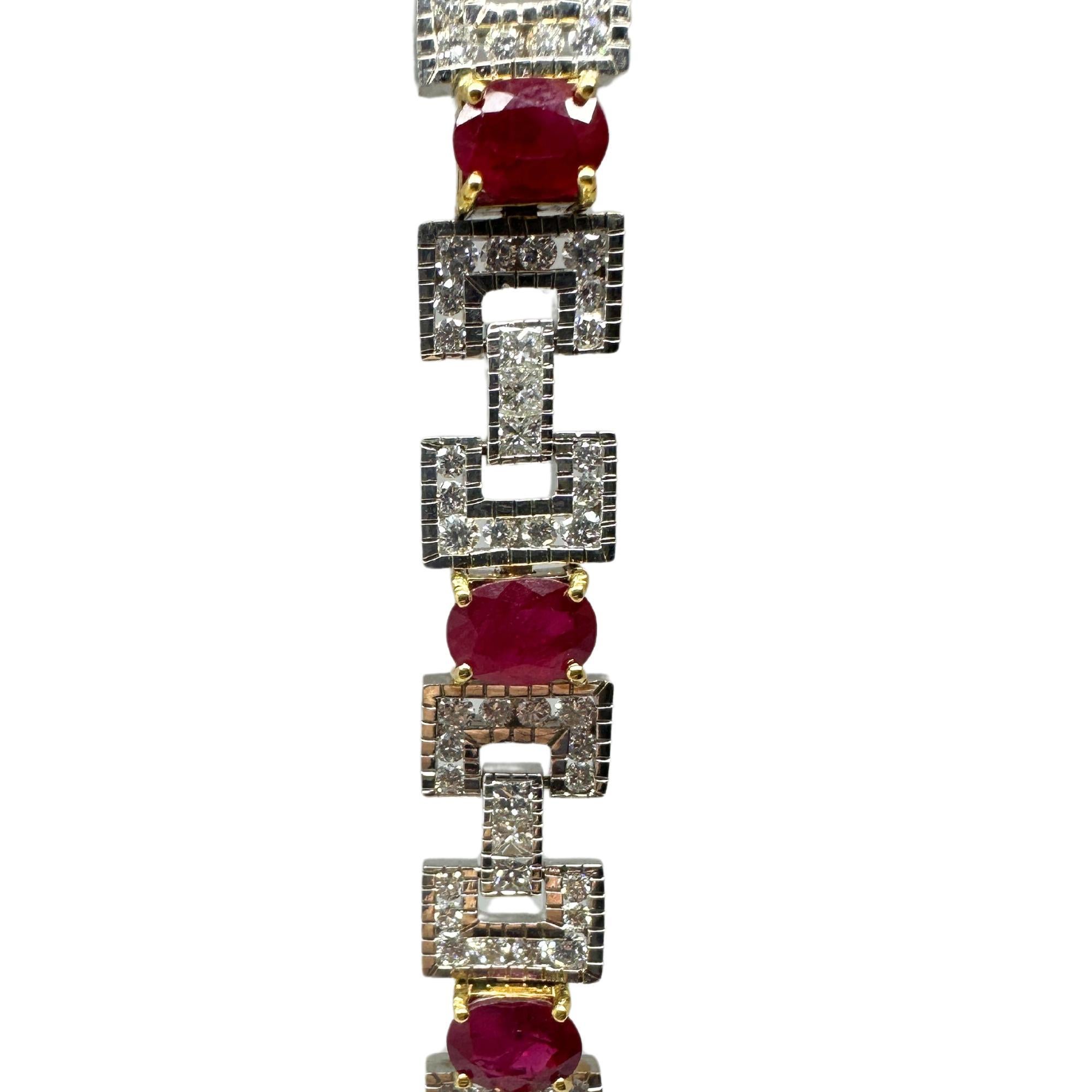 Bracelet en diamant et rubis 18K Bon état - En vente à New York, NY