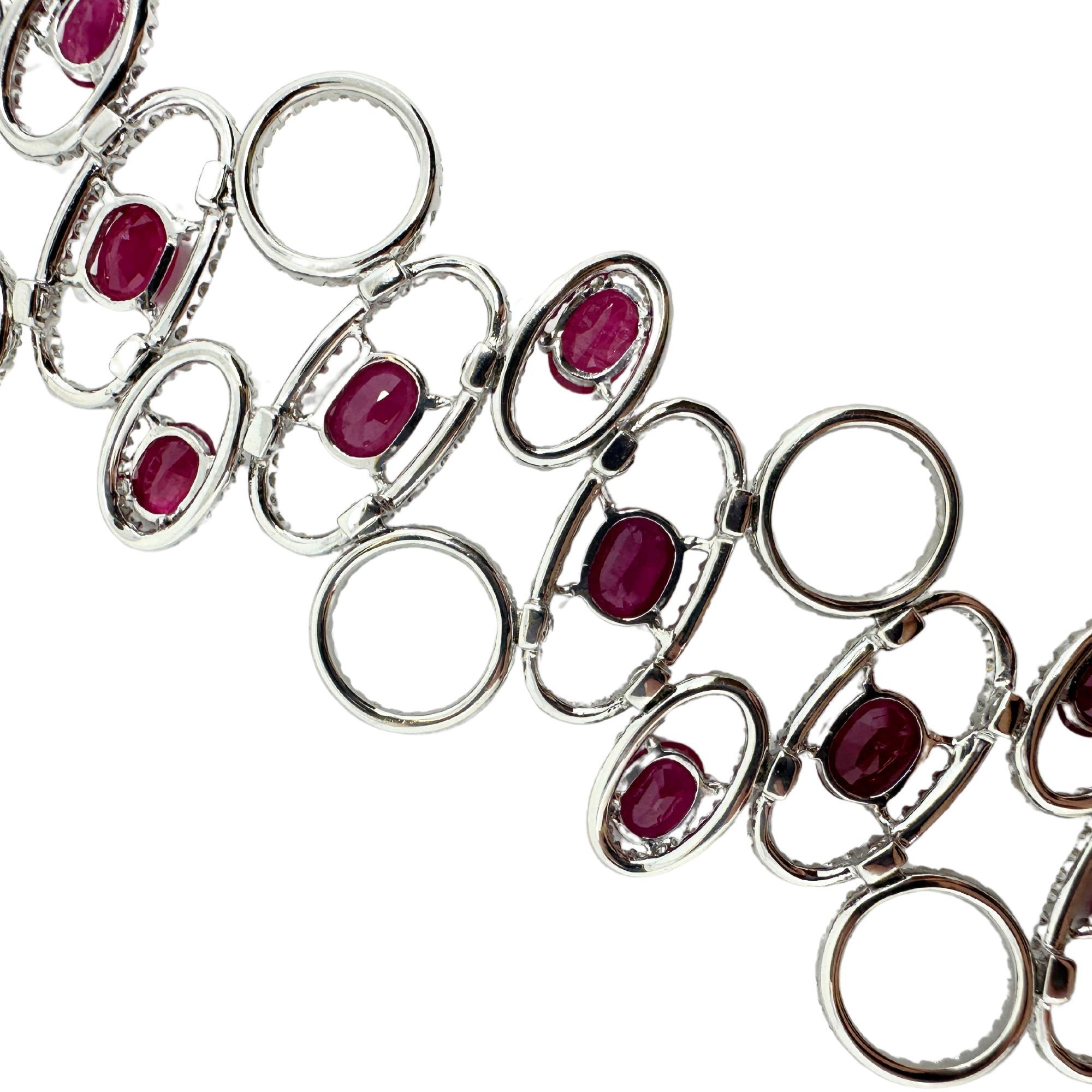 Bracelet en diamant et rubis 18K Bon état - En vente à New York, NY