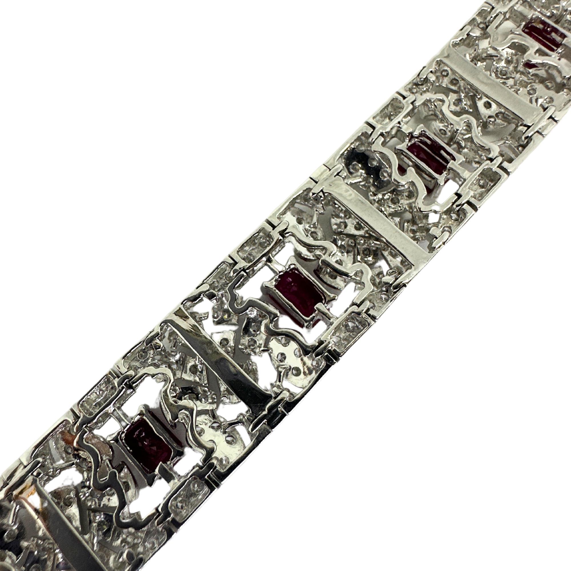 Bracelet en diamant et rubis 18K en vente 1