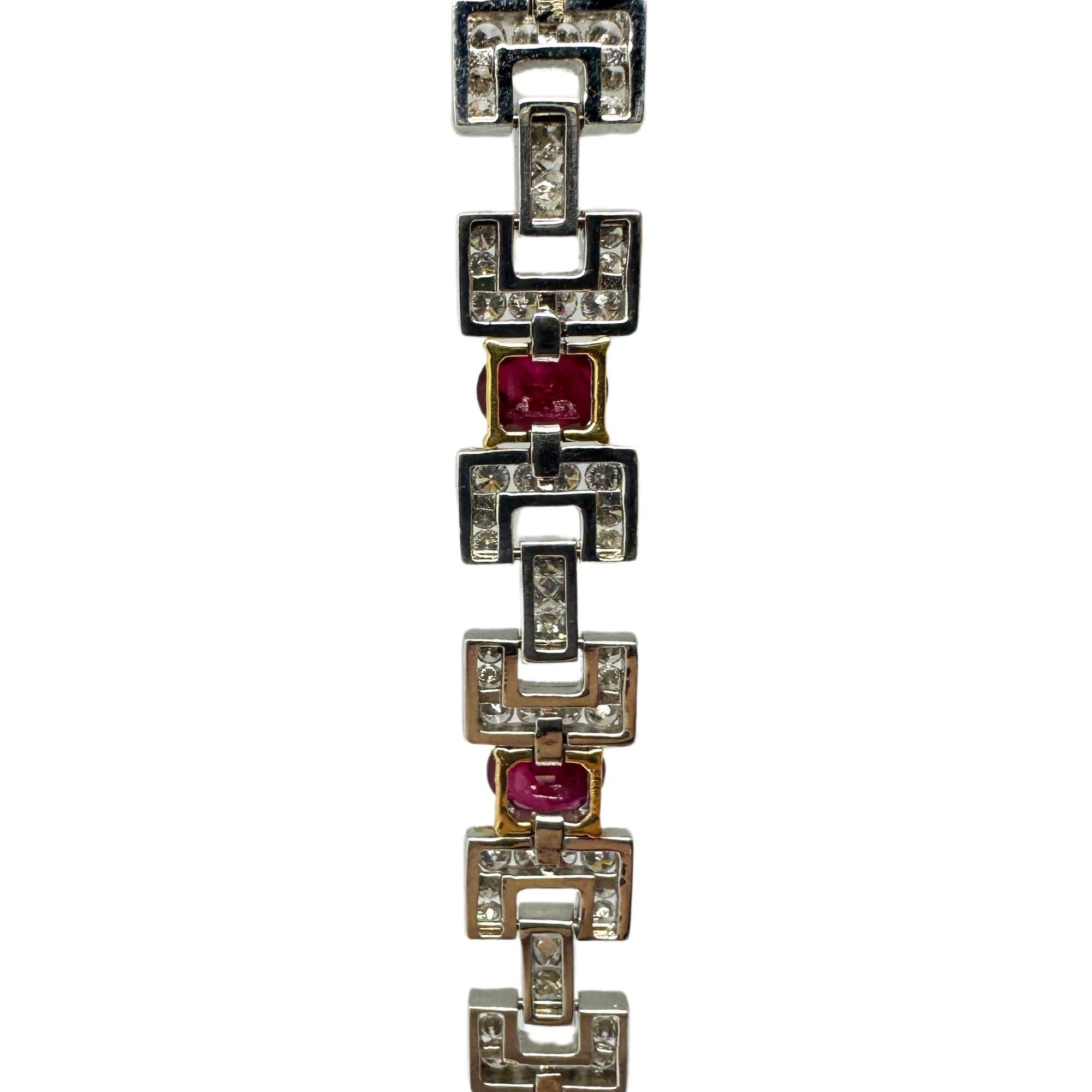 Bracelet en diamant et rubis 18K Unisexe en vente