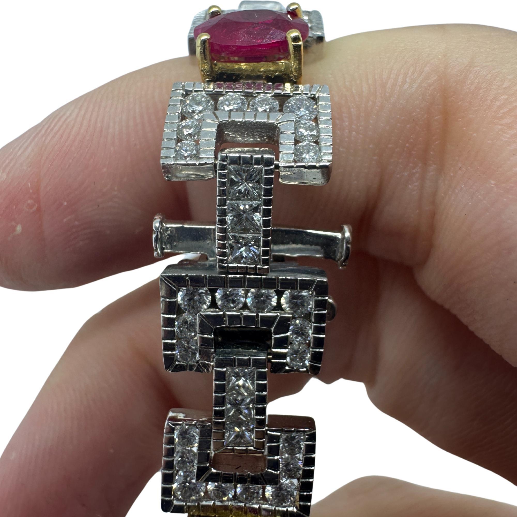 Bracelet en diamant et rubis 18K en vente 1