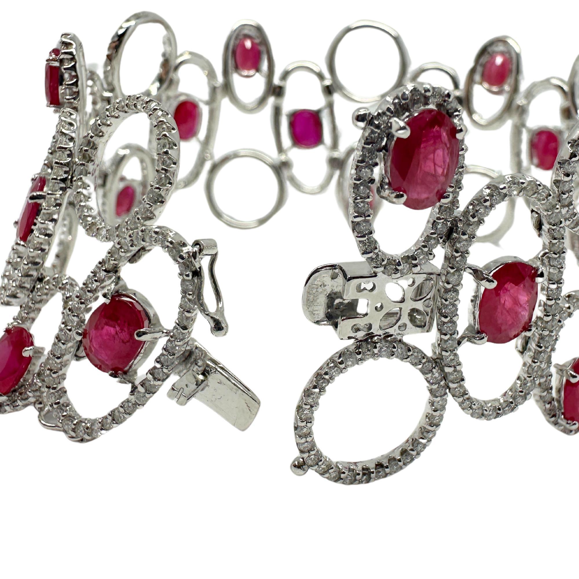 Bracelet en diamant et rubis 18K en vente 1