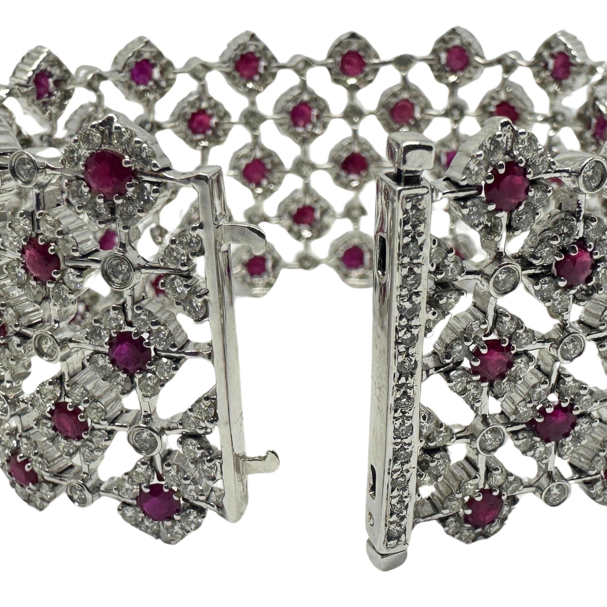 Bracelet en diamant et rubis 18K en vente 3