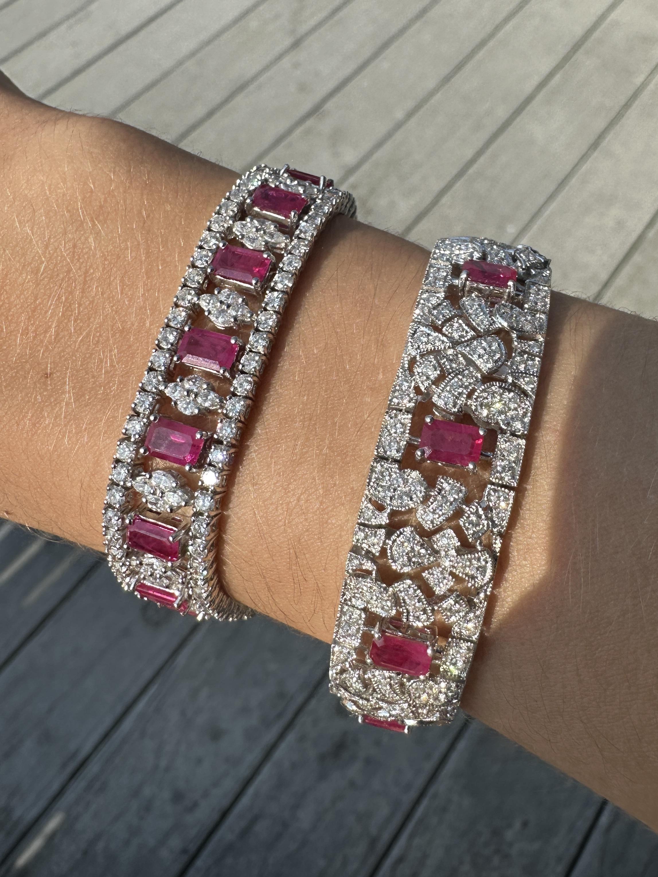 Bracelet en diamant et rubis 18K en vente 3
