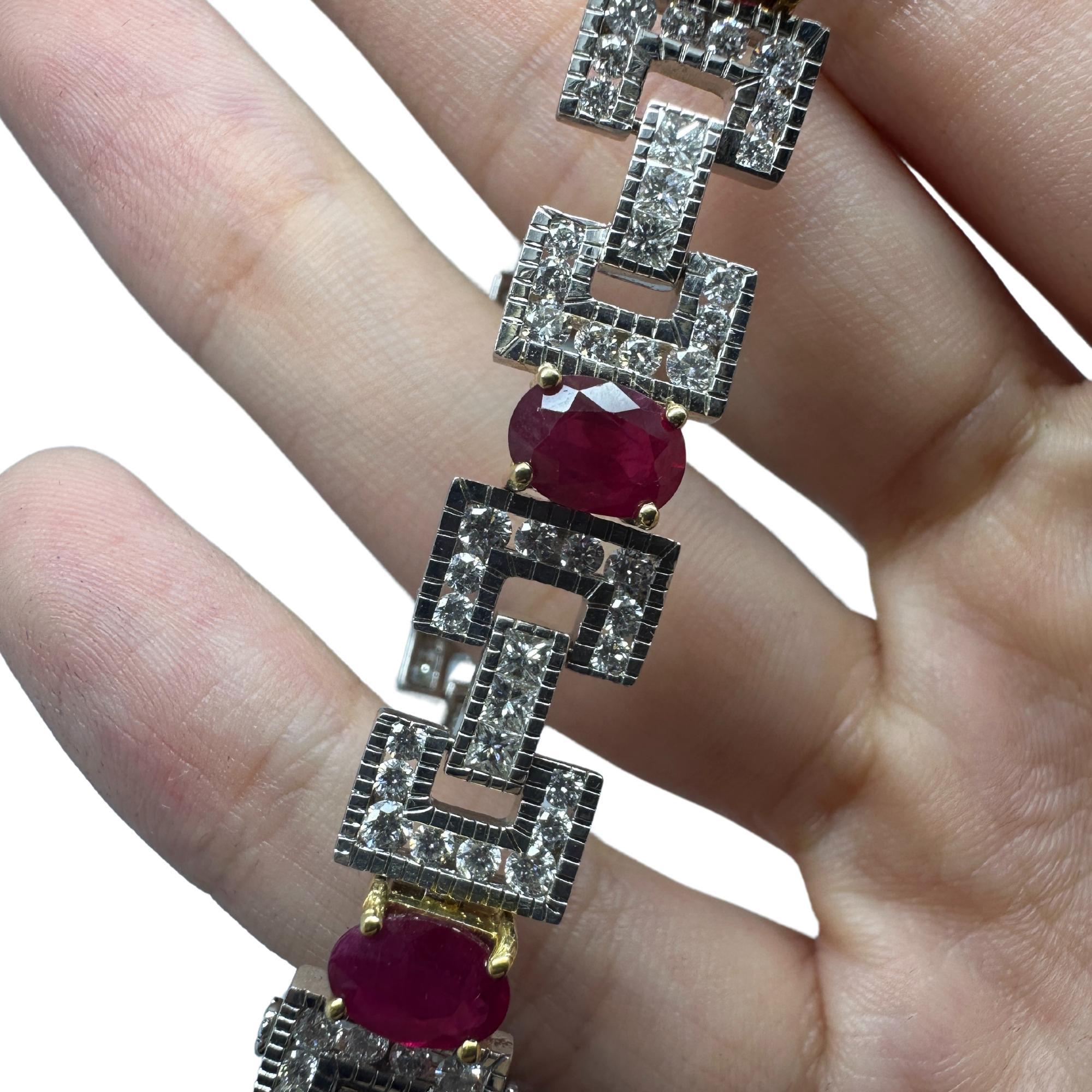 Bracelet en diamant et rubis 18K en vente 2
