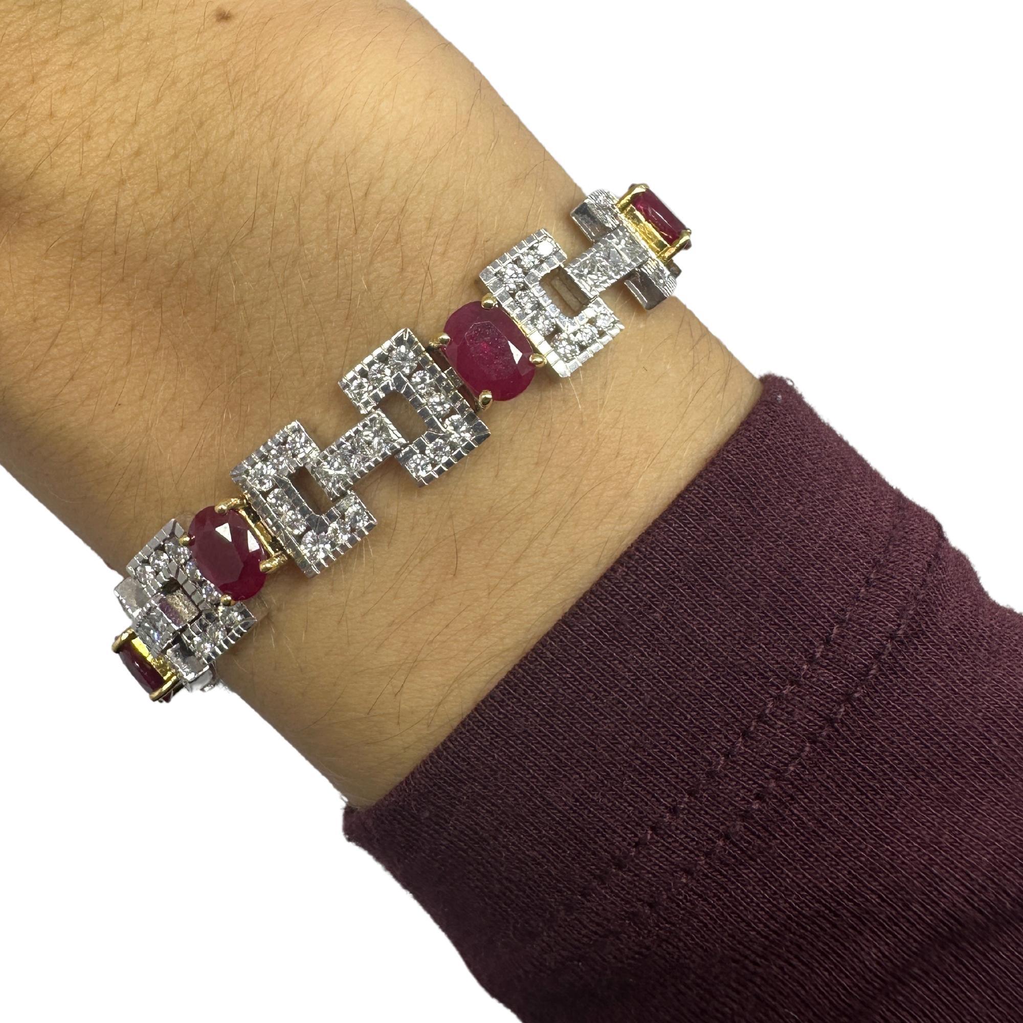 Bracelet en diamant et rubis 18K en vente 3