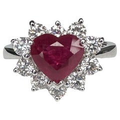 18k Diamond and Ruby Heart Ring