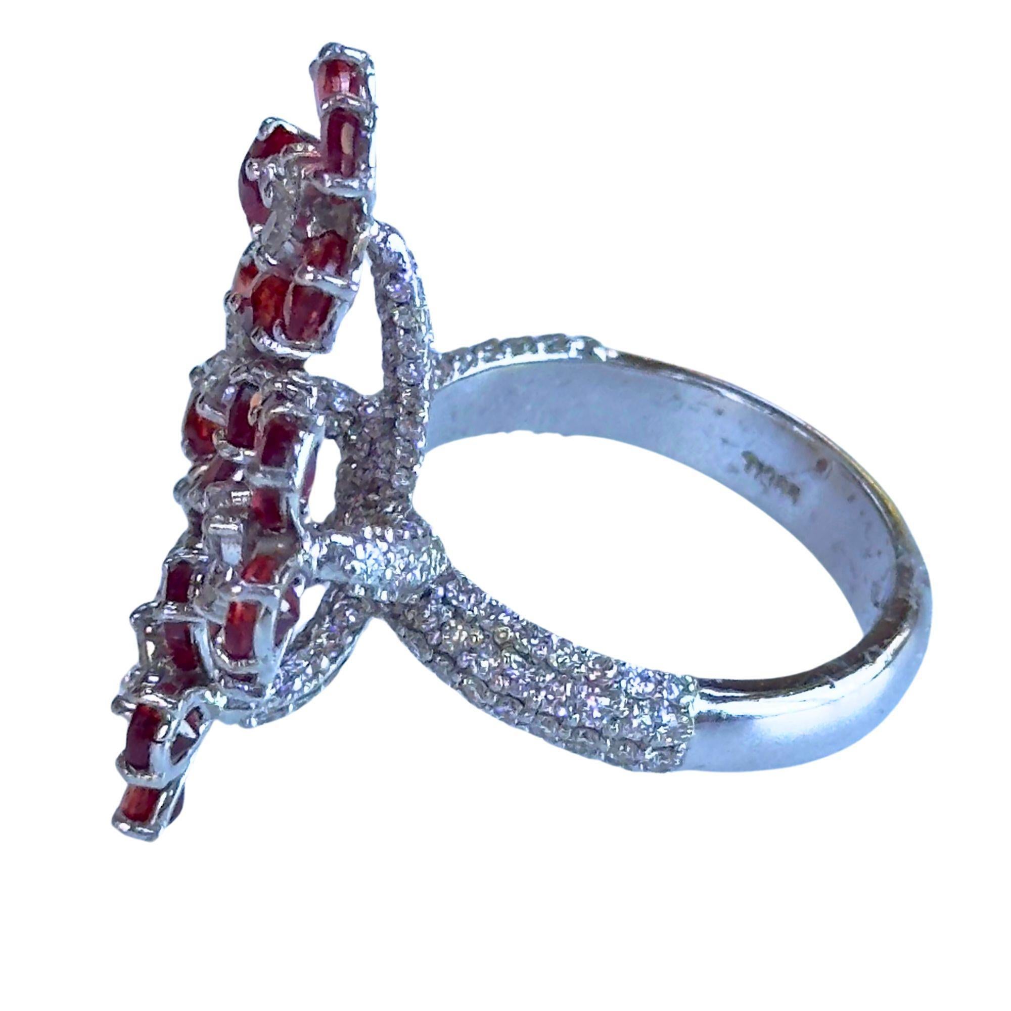 Round Cut 18k Diamond and Ruby Ring For Sale