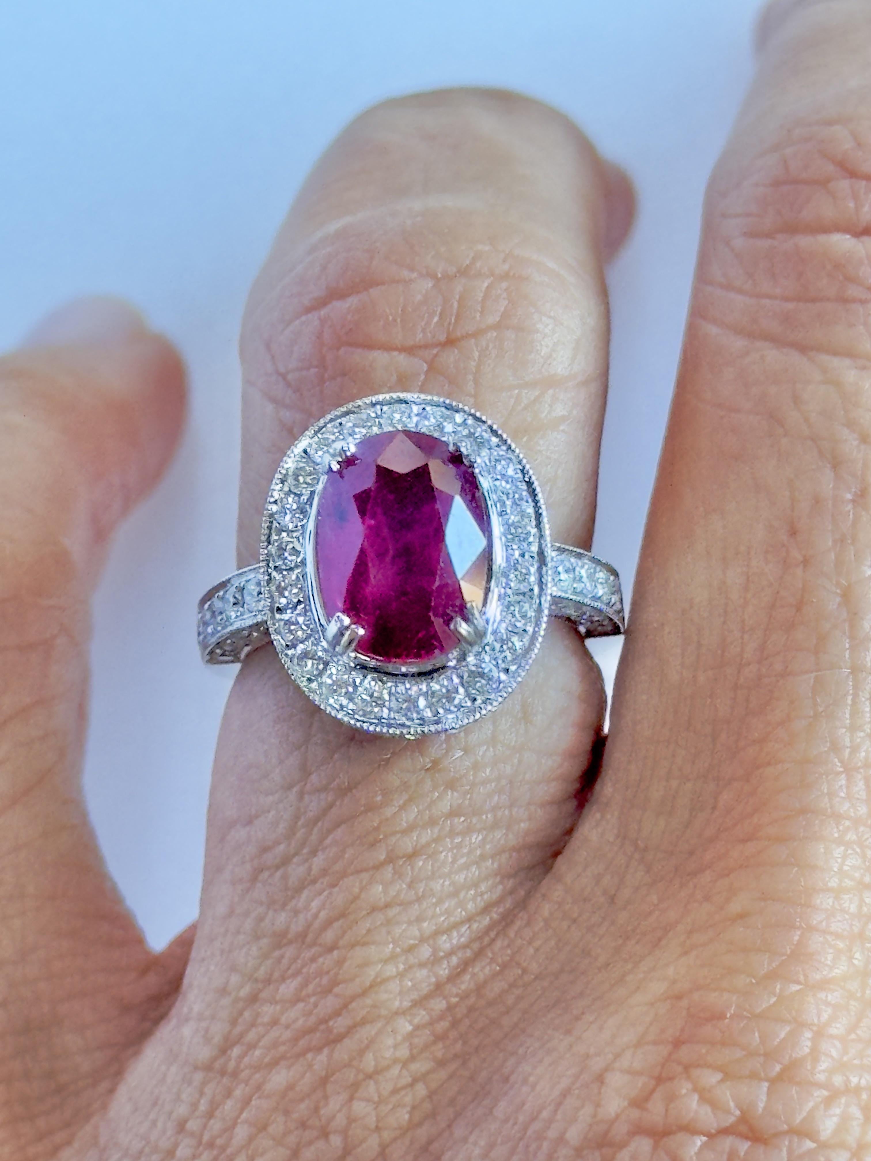 Women's 18k Diamond and Ruby Ring For Sale