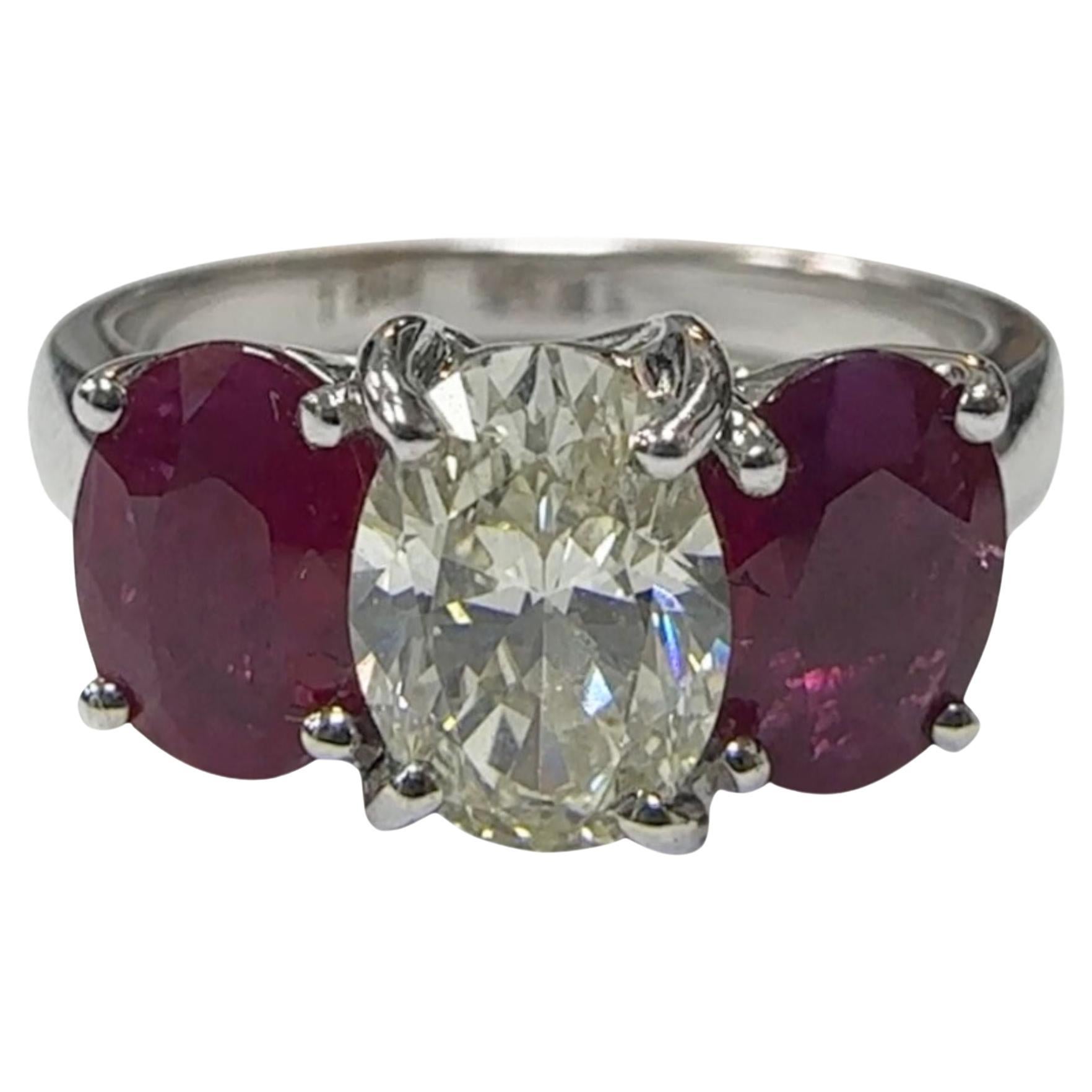 18k Diamond and Ruby Ring For Sale