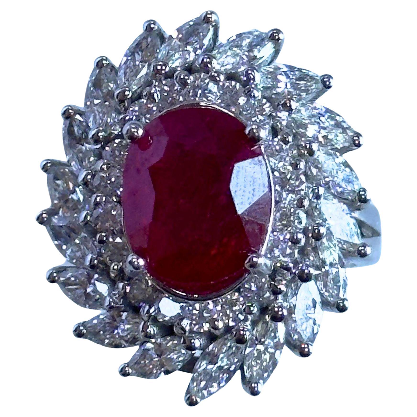 18k Diamond and Ruby Ring For Sale