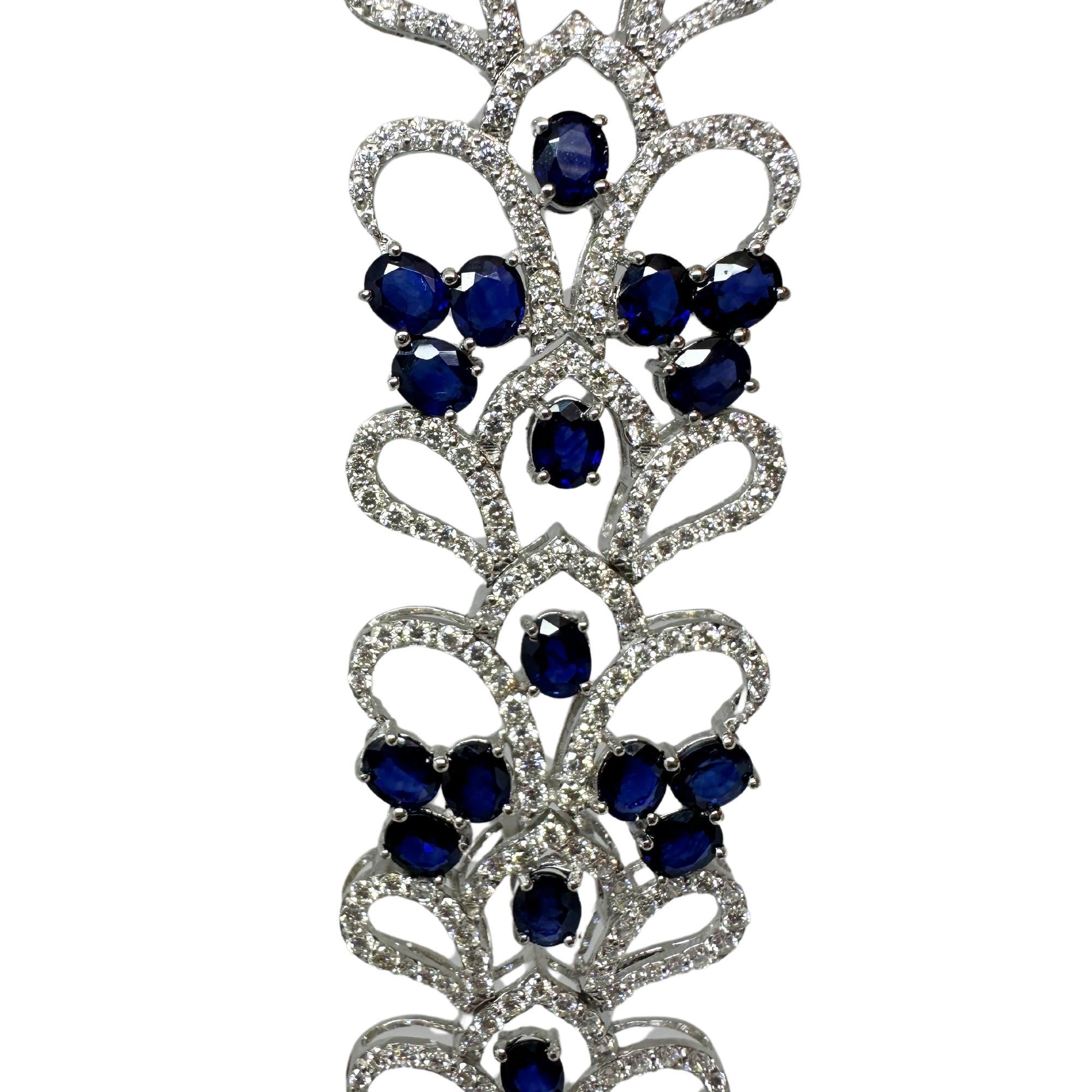 Bracelet en diamants et saphirs 18 carats Pour femmes en vente