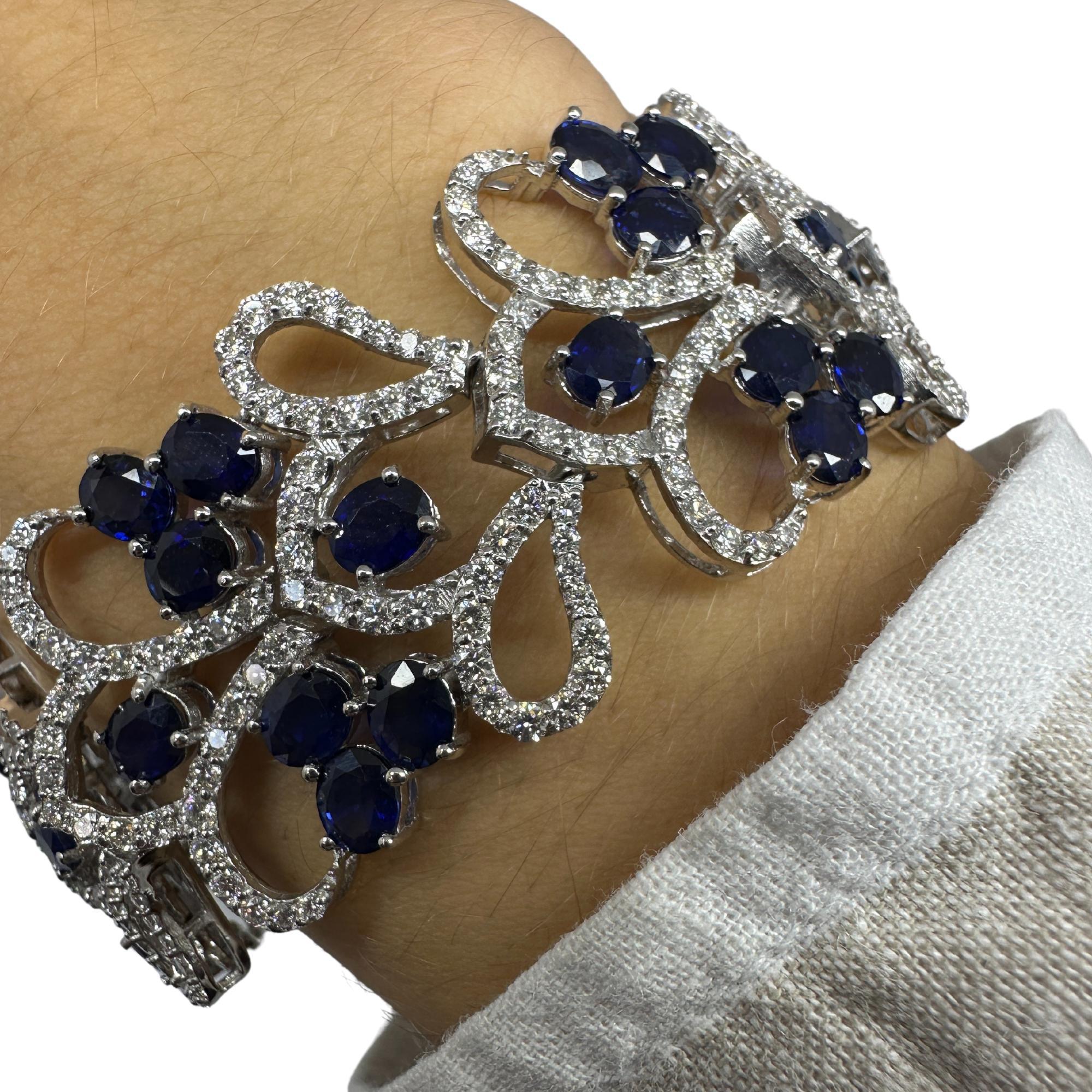 Bracelet en diamants et saphirs 18 carats en vente 2