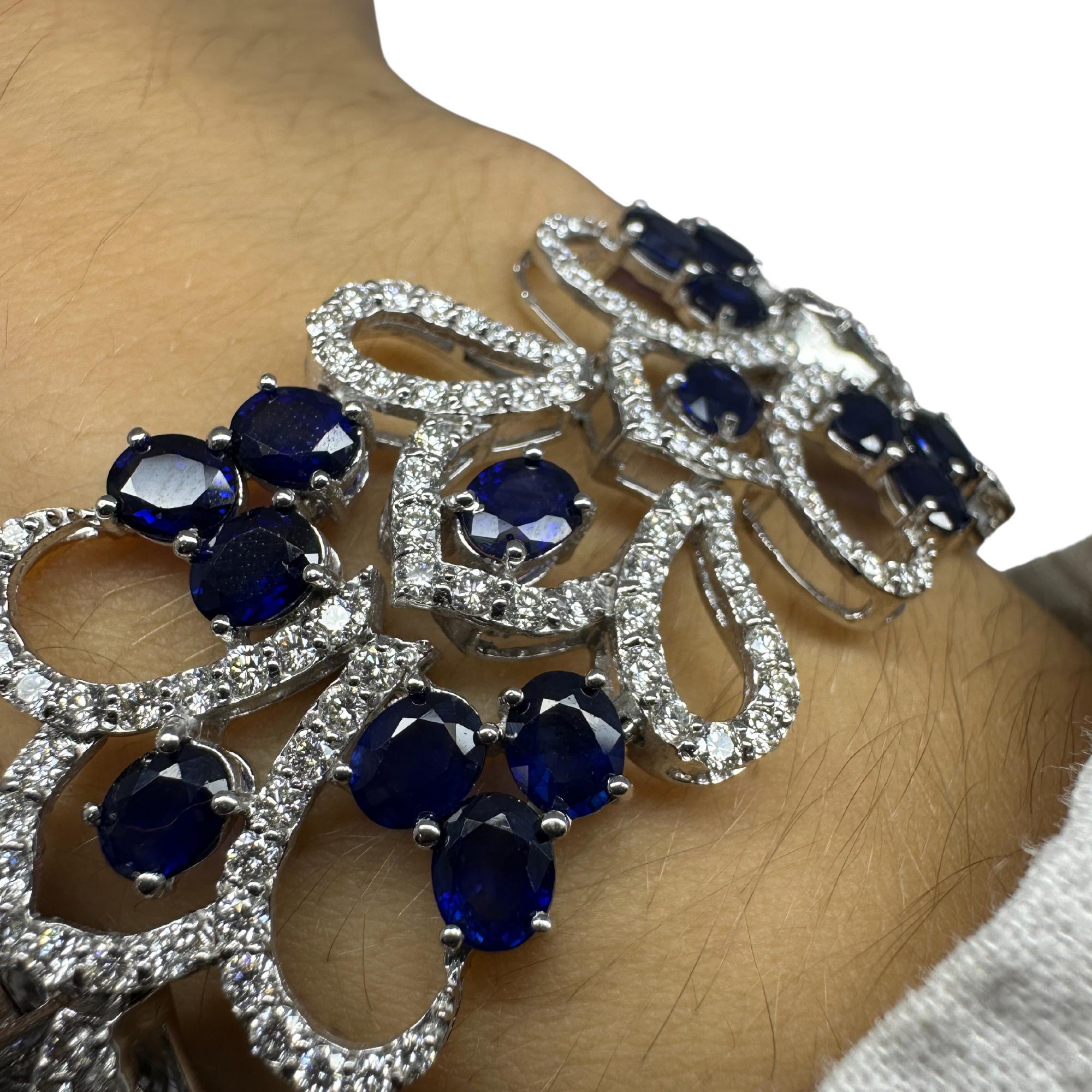 Bracelet en diamants et saphirs 18 carats en vente 3