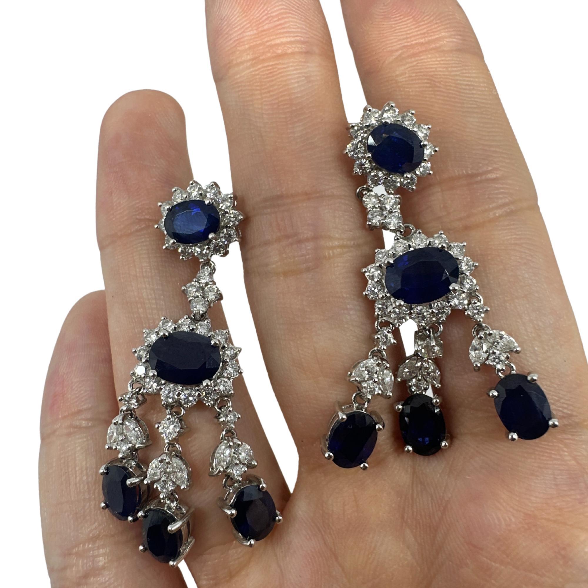 18K Diamond and Sapphire Earrings In Good Condition For Sale In New York, NY