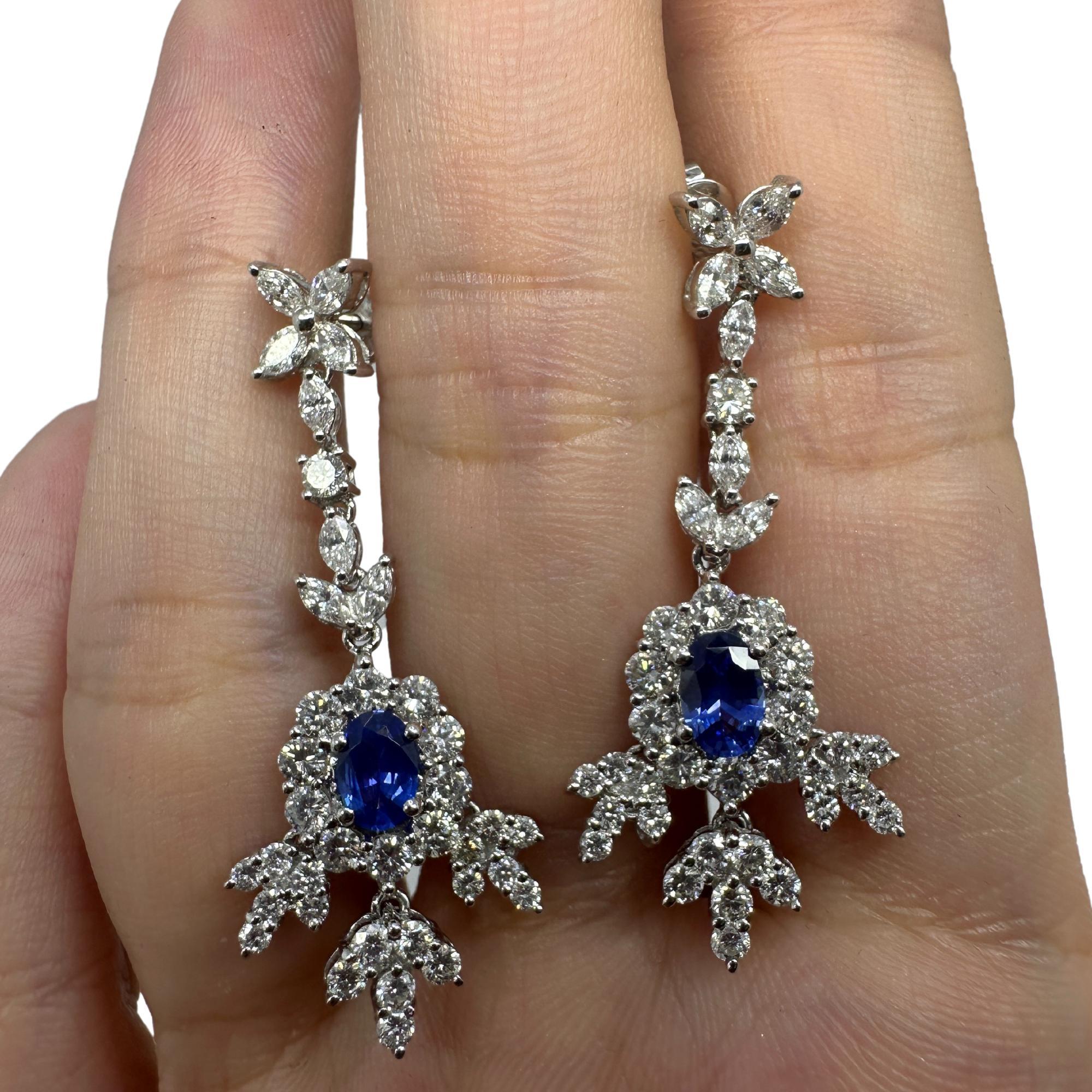 18k Diamond and Sapphire Earrings For Sale 1