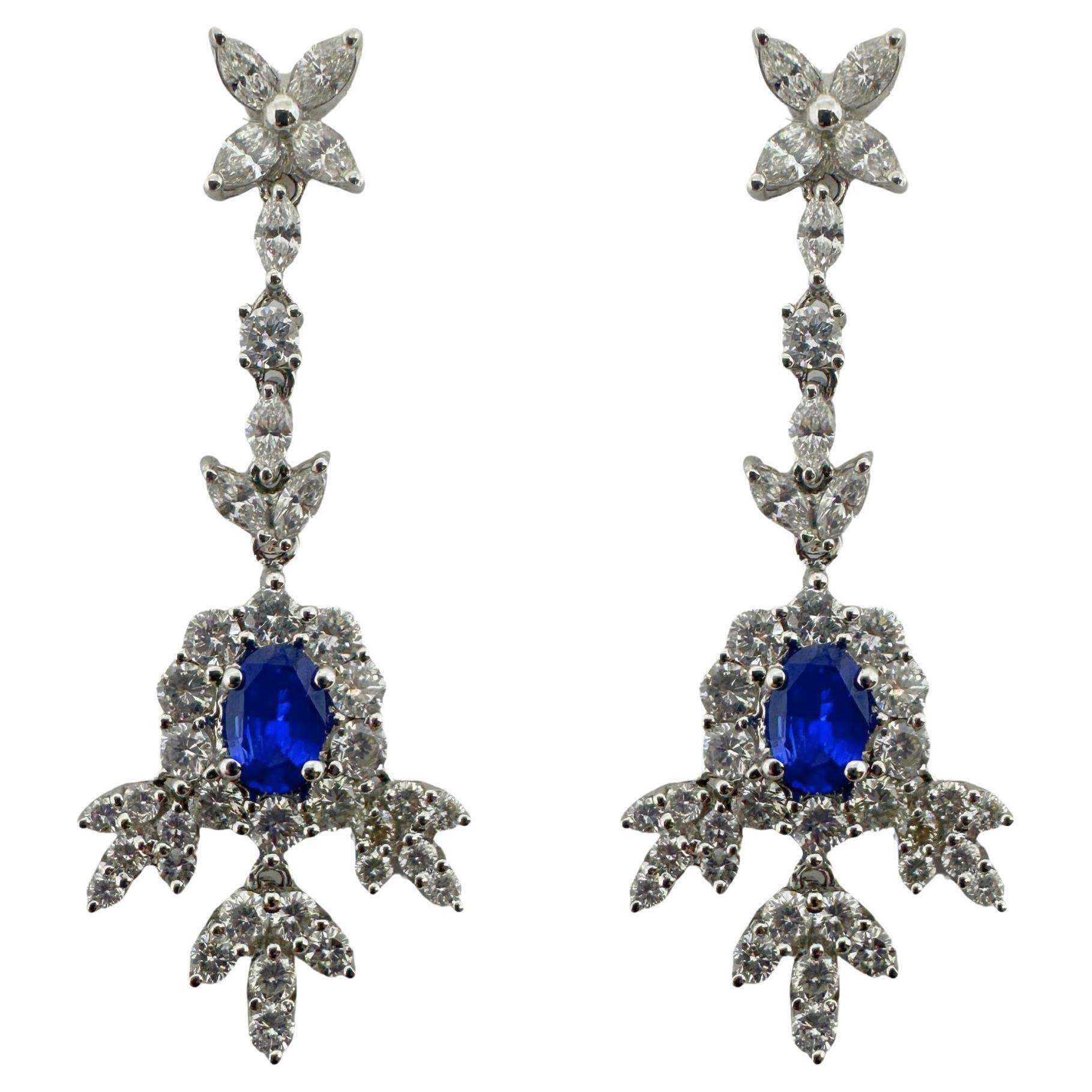 18k Diamond and Sapphire Earrings
